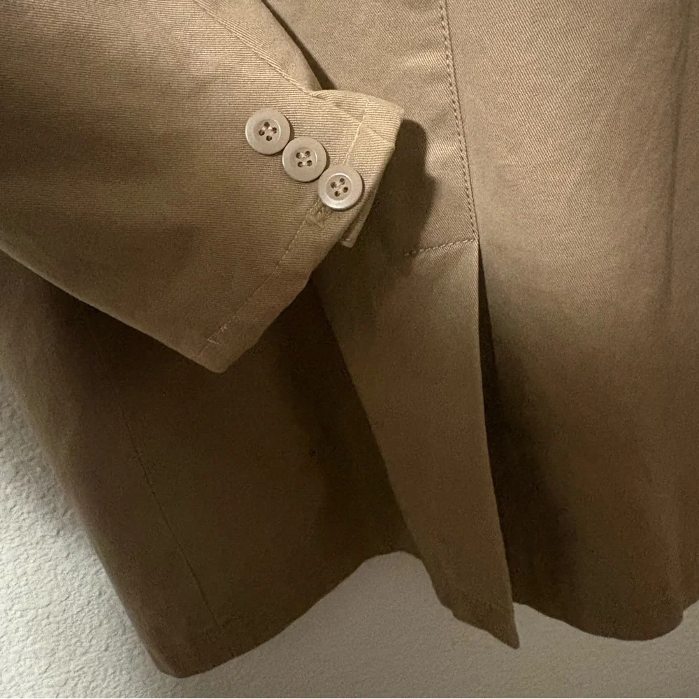 Vintage 1970s Structure Men's Tan Cotton Blazer Jacket 44R relaxed Large